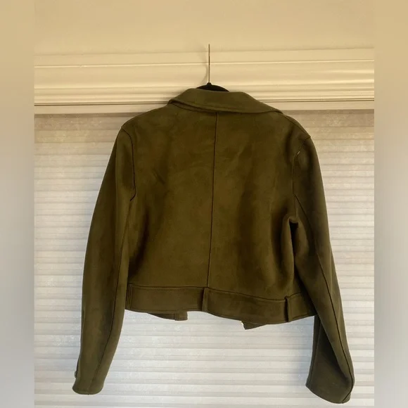 Zara dark green cropped suede jacket - Picture 2 of 2